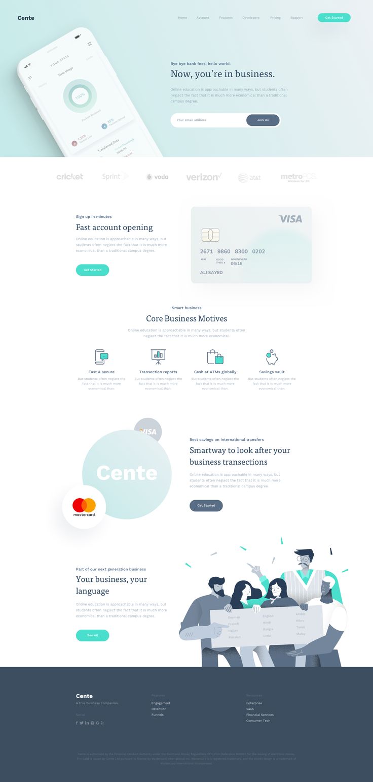 Cente full landing page