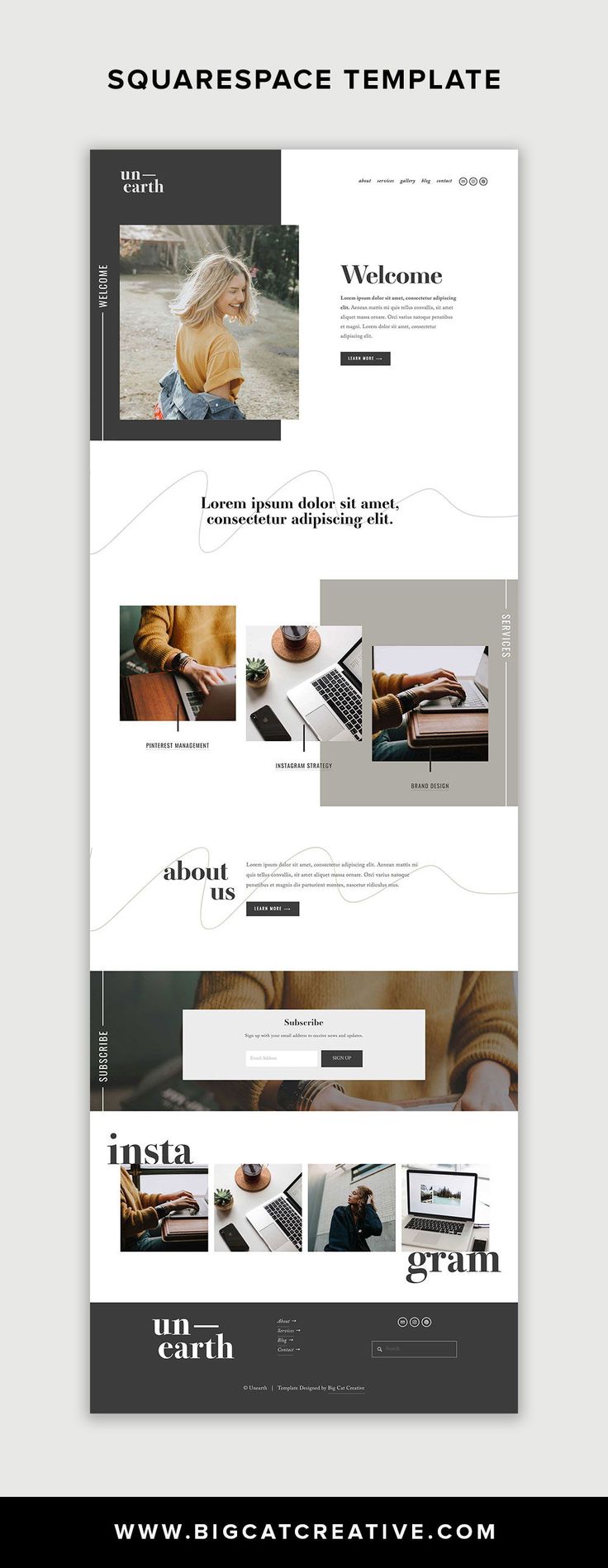 Unearth Squarespace Template is a modern and artistic website template that is p...