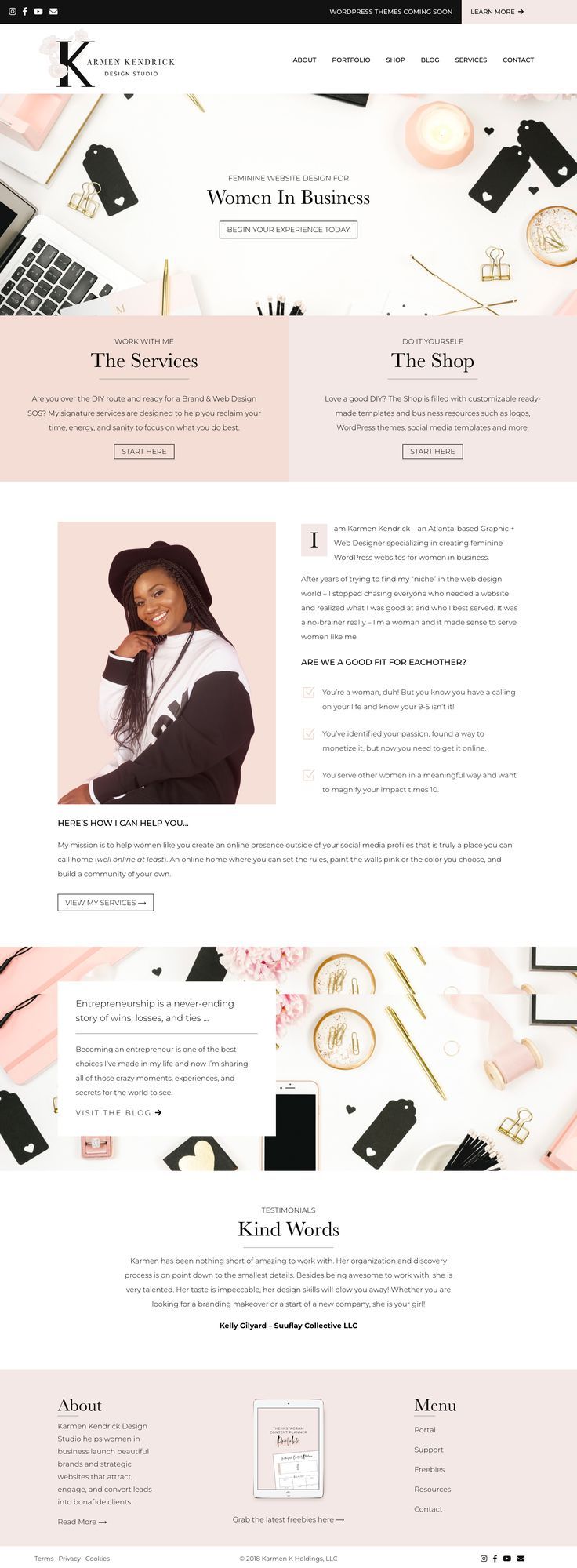 Website home page redesign for Karmen Kendrick Design Studio. Karmen is an Atlan...
