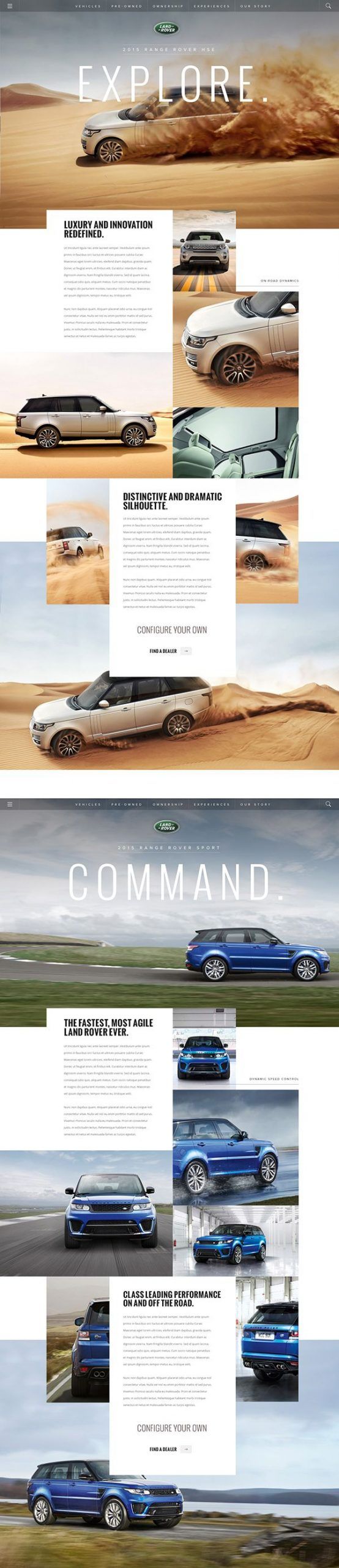 LandRover.com on Behance.  When looking for website design inspiration, look tow...